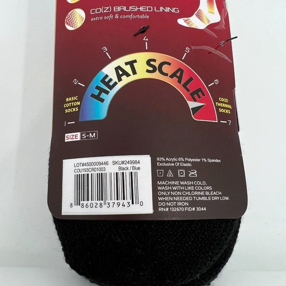 Thermal Socks 2-Pack Insulating Crew Socks Co(Z) sz S/M Men's 4-8/ Women's 5-9